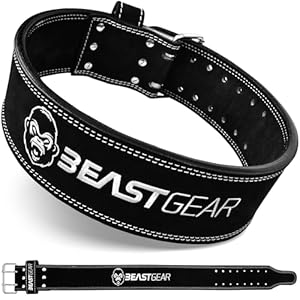 Beast Gear Weight Lifting Belt for Women & Men – 4″ Wide Leather PowerBelt with Back and Core Support for Gym, Deadlifting, Strength Training, Squats and Powerlifting