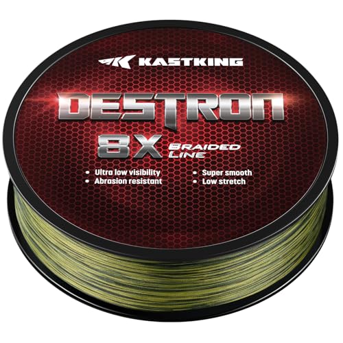 KastKing Destron Braided Fishing Line,8LB,300 Yds,Green Algae,8 Strands