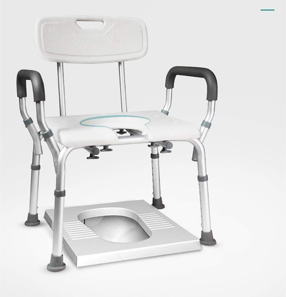 Sgabello da Doccia, Sedile da Doccia, Sedia Comoda da Comodino, Sedia da Doccia Regolabile in Altezza con Braccioli/Schienale per Anziani, Adulti, Donne Incinte