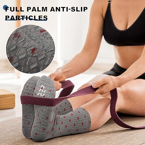 Image of Pilates Socks with Grips for Yoga, Barefoot, Ballet, Barre, Hospital Non Slip Anti Skid Socks for Women and Men