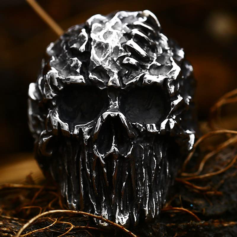 Image of Death Skull Ring for Men Stainless Steel Jewelry Biker Rings Scary Death Ring Skull for Gifts