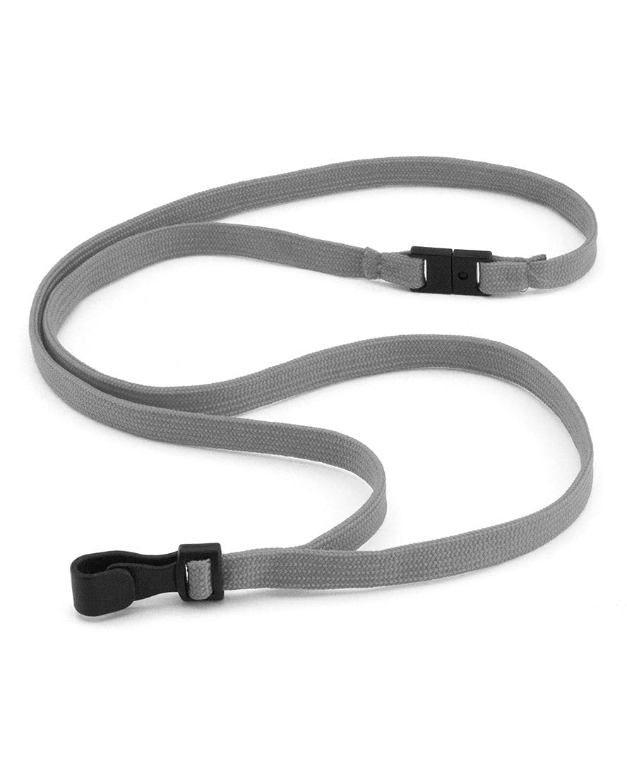 Pack of 100 Grey Breakaway Lanyards with Plastic J-Hook Clips Plain Coloured - By LanyardsTomorrow Neck Strap For Key Name Tag Badge Pass Card Holders Bulk Lanyard ID Supplies