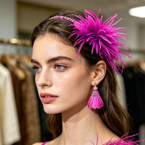 Image of CSIYANJRY99 Dainty Feather & Rose Flower Large Brooch Lapel Pins Delicate Elegant Handmade Flower Brooches Pin Classic for Wedding Party Dance Banquet for Women Dress Suit Ceremony Clothes Accessories Jewelry Valentine's Day Gifts