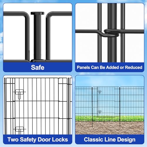 INJOPEXI Decorative Garden Fence 6 Panels 13ft (L)×36in (H) Metal Garden Fences with 5 Panels + 1 Gate, Animal Barrier Rabbit Fence Rustproof Wire Temporary Dog Fencing Outdoor for Yard Lawn Patio