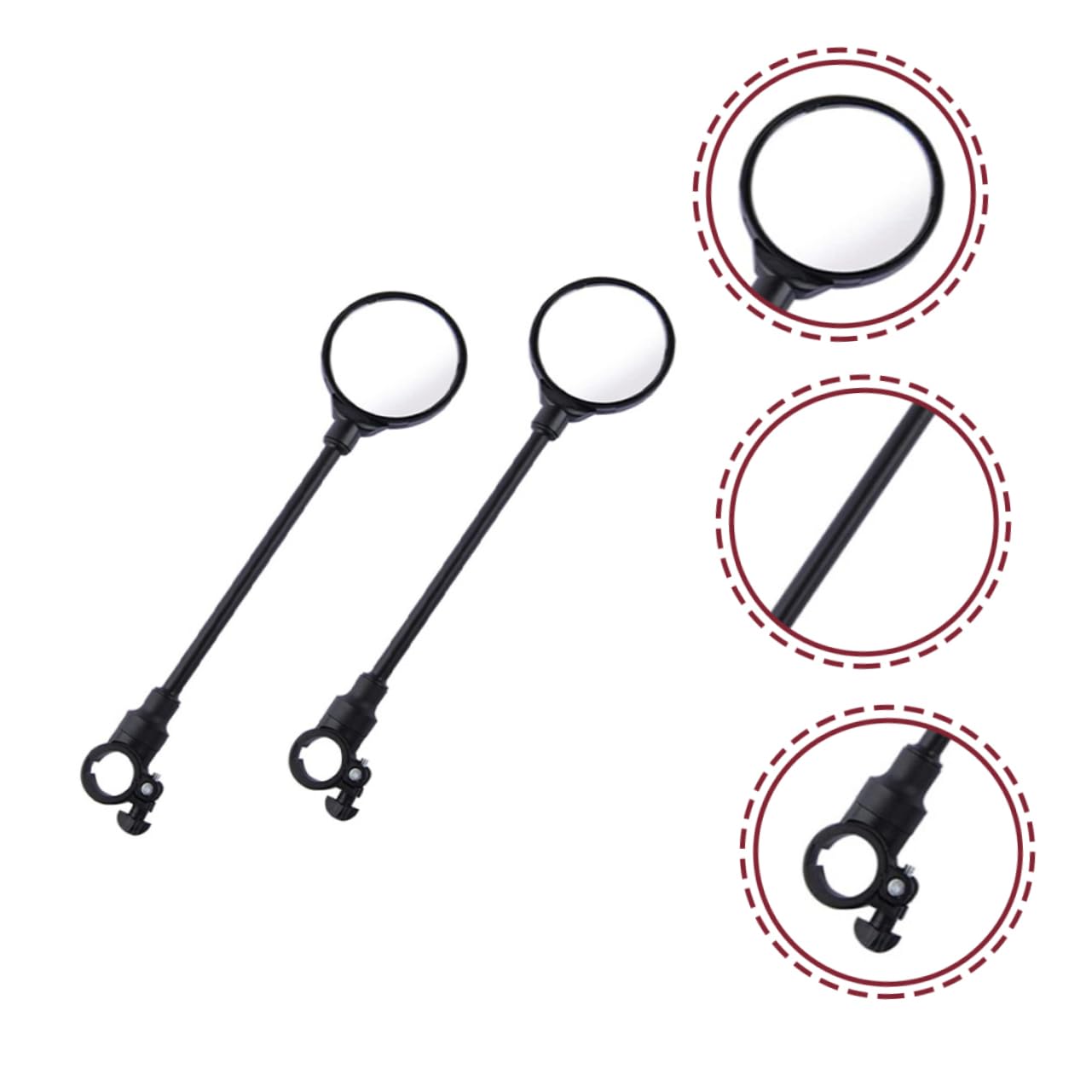 TOYANDONA 2 Stück Rückspiegel Lenkerspiegel Fahrradspiegel Für Lenker Motorradspiegel Für Lenker Fahrradrückspiegel Fahrradgriffspiegel Runder Fahrradspiegel Abs Schwarz