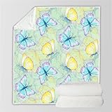 RFFLUX 3D Schmetterling Kuscheldecke 150x200 cm Microfaser Flanell Decke Schmetterling Wohndecke Sommer Leichte Weiche Winter Warme Blanket Tagesdecke Sofadecke Couchdecke（Stil 123-1）
