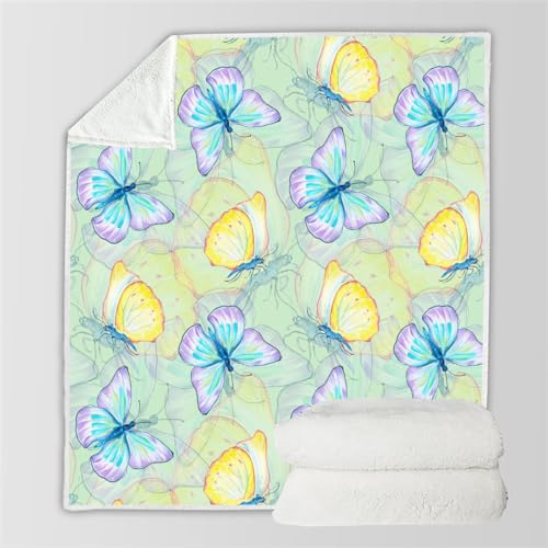 RFFLUX 3D Schmetterling Kuscheldecke 150x200 cm Microfaser Flanell Decke Schmetterling Wohndecke Sommer Leichte Weiche Winter Warme Blanket Tagesdecke Sofadecke Couchdecke（Stil 123-1）