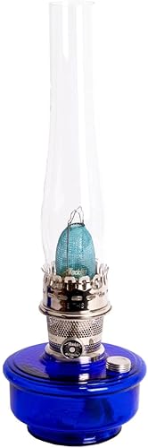 Aladdin Genie III - Lámpara de aceite, iluminación de emergencia interior para estante, mesa o colgante, cuenco de vidrio azul cobalto con quemador