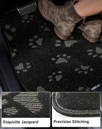 Cute Embroidered Dog Paw Car Floor Mats for Pet Lovers, Universal Fit All Weather Car Mats with Anti-Slip Nibbs Backing, Carpet Floor Mats for Cars, Trucks & Sedans, Full Set of 4 (Gray Paw) Alternate view