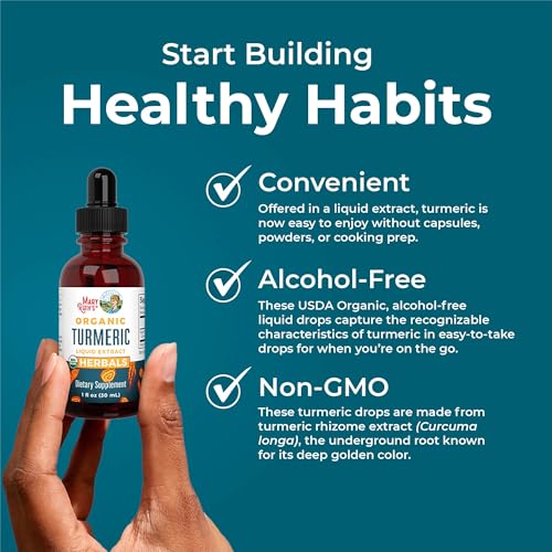 Image of MARYRUTH'S Organics Organic Turmeric Liquid Extract | Sugar Free | USDA Organic | Organic Turmeric Supplement | Non-GMO | Gluten Free | Vegan | Alcohol-Free Tincture | 1 Fl Oz