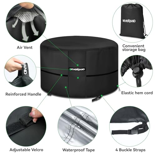 NEVERLAND Fire Pit Cover Round, Waterproof Outdoor Firepit Covers Round for 32-36 Inches 600D Oxford Heavy Duty Patio Gas Fire Pit Covers with 4 Buckle Straps and Air Vents, 36 x 24 Inch Black by NEVERLAND - Image 3