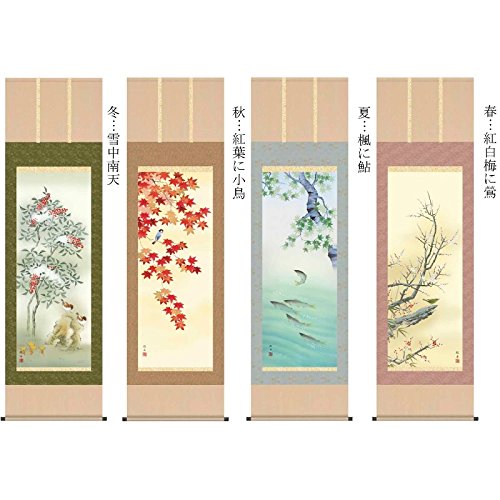 Amazon.co.jp: [掛軸][四季花鳥]長江桂舟[尺五][花鳥画の掛軸][H29A6