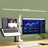KARY LED Schreibtischlampe klemmbar 24W Schreibtischleuchte mit biegbarem Schwanenhals Augenschutz Monitor Lampe mit 5 Farbtemperaturen und 5 Helligkeiten dimmbar für Home Office