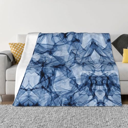 Couverture lit microfibre de qualité supérieure bleu EdWal marbre