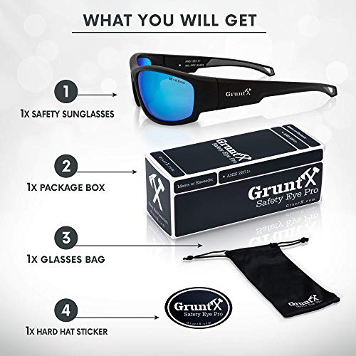 Gruntx Tactical Ballistic Shooting Eyewear For Men, Blue Mirror Polarized #TOP5
