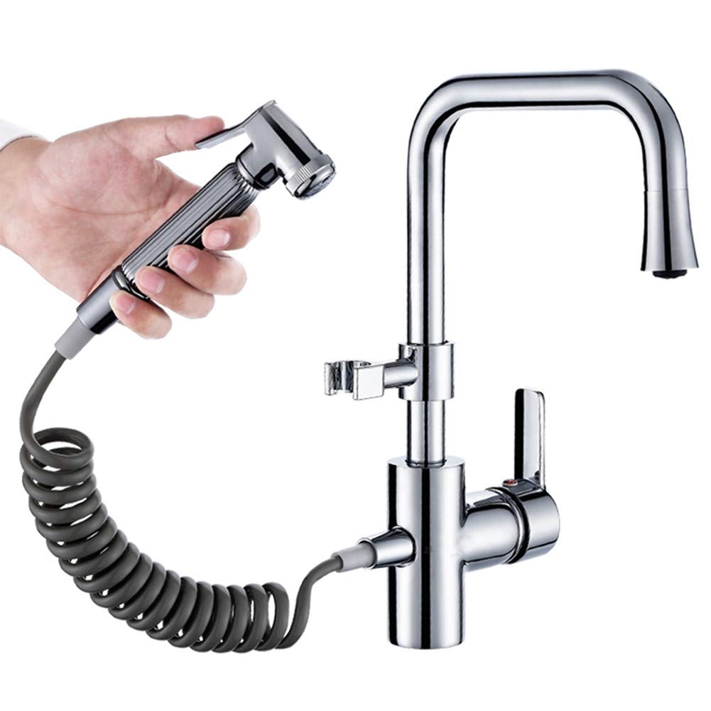 Robinet de cuisine en cuivre premium avec douchette extractible pour eau chaude et froide