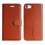 MSZSA Leather Wallet Bookcase Flip iPhone Case Cover For Apple iPhone 5C, iPhone 5/5S, iPhone 6/6S/6 PLUS, iPhone 7/7 PLUS, iPhone 8/8PLUS, iPhone X, iPhone XS and iphone XR (iPhone 5S, BROWN)