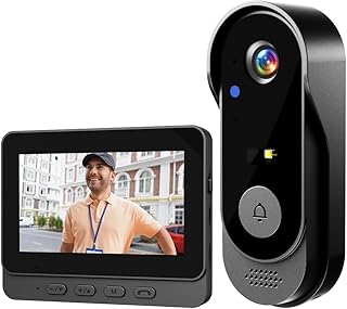 KEPEAK Türklingel mit Kamera, Video Türklingel IP66 Wasserdicht, 4,3 Zoll Farbbildschirm, 120° HD Weitwinkel Kamera, 1000mAh Akku, Zwei-Wege-Audio, Nachtsicht, Keine App/WLAN