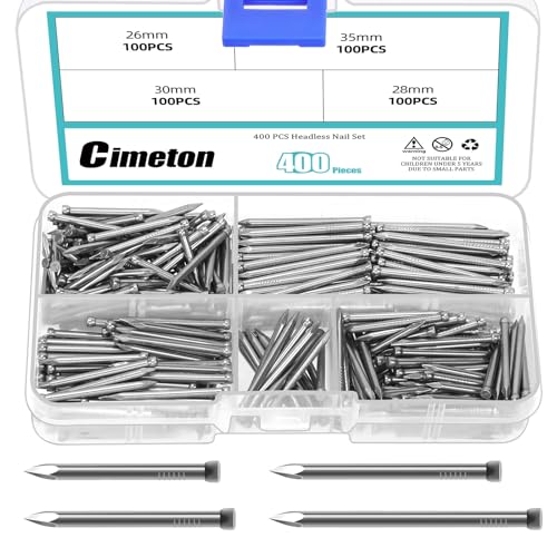 Cimeton 400PCS Kohlenstoffstahl Nägel Finishing Nägel Hand-Drive Hardware Möbel Nägel für die Reparatur