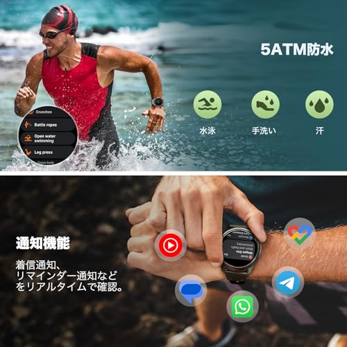 undefined Ticwatch Pro 5 Enduro スマートウォッチ Wear OS by Google Android グーグル対応スマートウォッチ 5ATM防水 腕時計 アウトドア ランニング コンパス GPS搭載 ロングバッテリー マイク スピーカー搭載 スレートグリーン の商品画像 6