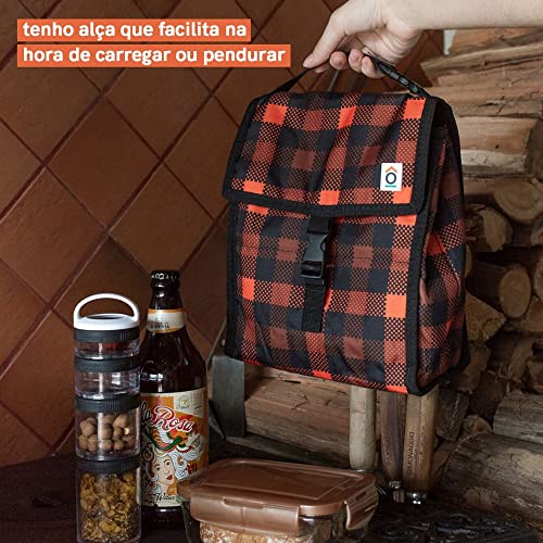 Oikos - Bolsa Térmica Congelável Quadriculada Vermelha
