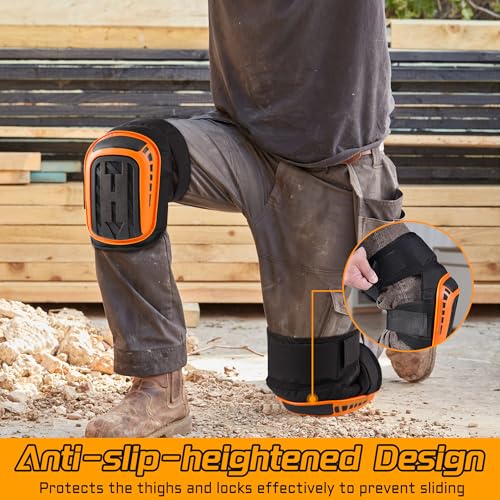 KUOGAS Knieschoner Arbeiten, Professionelle Erweiterte Komfort Knieschützer, Kniepolster für Arbeit, Gartenarbeit, Fliesenleger, Bauarbeiter, Dachdecker, Werkstatt, Bodenarbeiter Knee Pads