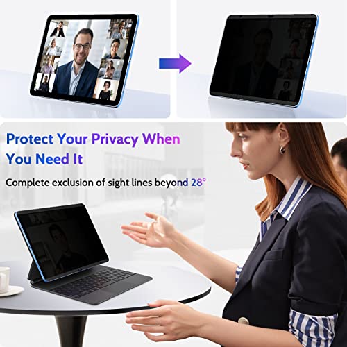 Image of Peslv Magnetic Privacy Screen Protector for iPad 10th 2022 10.9 inch & iPad 11th A16 2025 11 inch, Removable Anti Blue Light Glare Spy Private Filter, High Sensitive Bubble-Free Black Security Screen