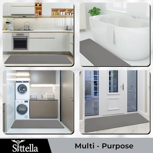 Image of SITTELLA 120x50 cm Rectangular Anti-Skid Rubber Kitchen Mat Set - 3.5mm Thick Water Absorbent Carpet Floor Rug for Kitchen & Home Use, Grey