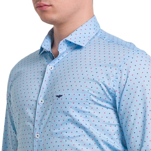 Image of Park Avenue Men's Pure Cotton Print Pattern Slim Fit Cut Away Collar Full Sleeve Casual Shirt