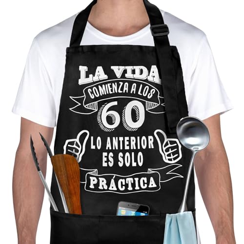 Kaempe Regalos Para Hombre 60 Años Mujer,Delantal Cocina Hombre Divertido Con 3 Bolsillos Delanteros, Regalo Cumpleaños Hombres,Mandiles De Cocina Ajustables Impermeable,60 Cumpleaños Kaempe Regalos Para Hombre 60 Años Mujer,Delantal Cocina Hombre Divertido Con 3 Bolsillos Delanteros, Regalo Cumpleaños Hombres,Mandiles De Cocina Ajustables Impermeable,60 Cumpleaños