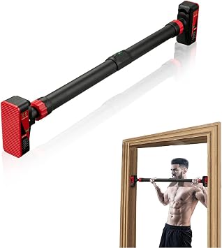 Doorway Pull Up Bar, Door Frame Chin Up Bar with Locking Mechanism, Adjustable Width, Strength Training Pullup Bar Max Load 440lbs