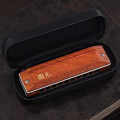 Rosewood Harmonica 10-Hole Professional Performance-Grade Tone Organ in C Key Harp 1002723Mm Adult/Student/Gift - Les Beatles, Paul McCartney, John Lennon, RIngo Starr, George Harrison