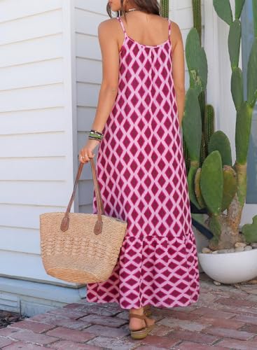 Image of Dokotoo Women Summer Dresses Scoop Neck Ruffle Flowy Boho Maxi Dress