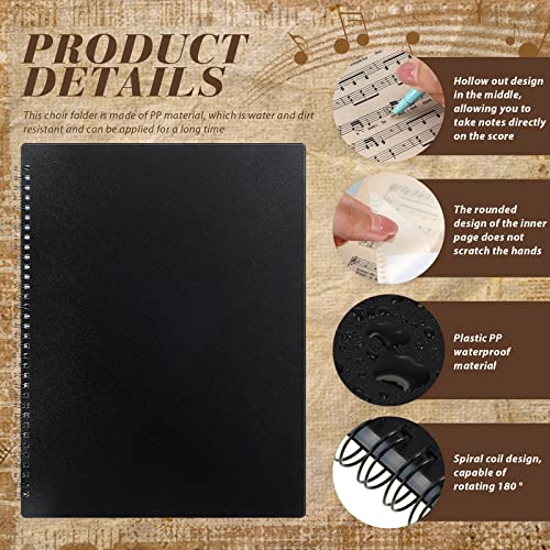 6 Pcs Sheet Music Folder A4 Size 12.6 X 10.2 Inch Music Holder Binder Choir Store Inside 20 Protective Sleeves Folder Spiral Binder Organizer For Music Sheet Stand Storing Files (Black) #TOP2