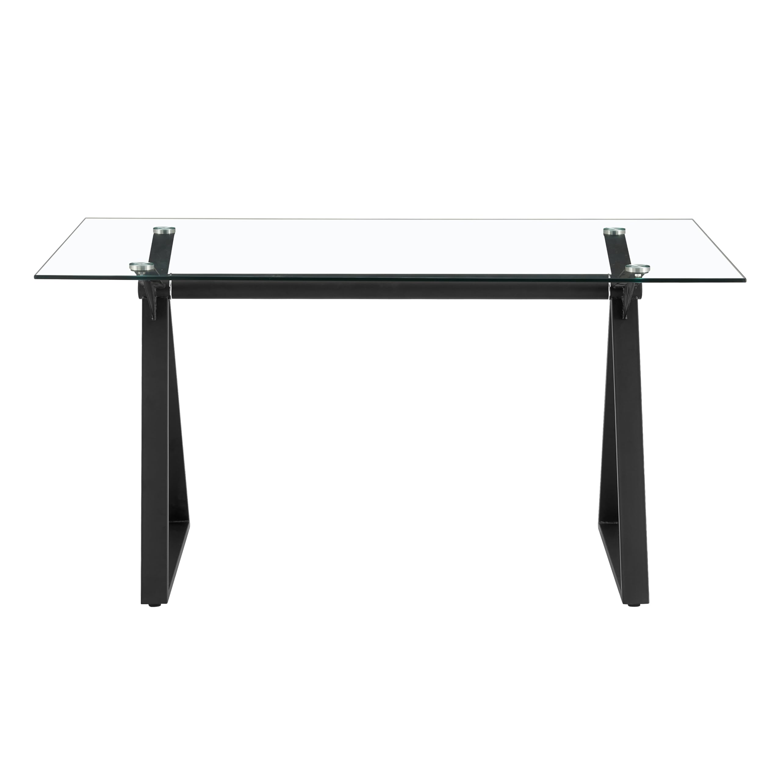 Brigros WeHome - Tavolo da Pranzo Rettangolare con Top in Vetro Temperato, Gambe in Ferro, 150x90x75 cm, Nero