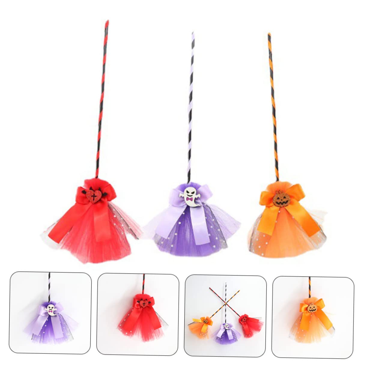 MOLUCKFU Realistic Broomstick Plastic Witches Broomstick for Halloween Kids' Party Decorations