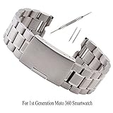 Kuxiu 22mm Stainless Steel Metal Watch Band Strap Bracelet for Motorola Moto 360(1st Generation) Silver+Tools