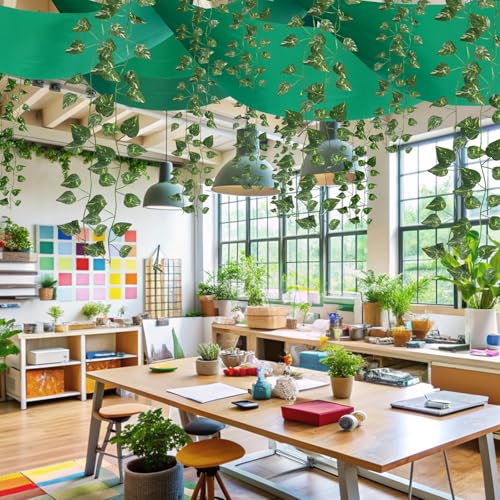 VioraWhite 13 Pcs Jungle Classroom Decor 12x2 Ft Light Cover Ivy Greenery