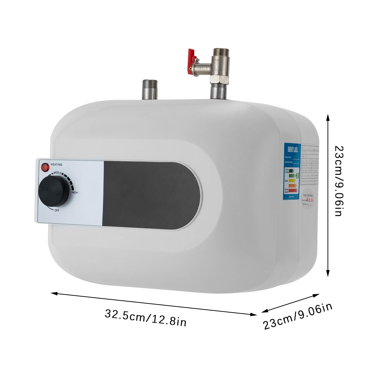 Scaldabagno Boiler Elettrico 6 Litri Sottolavello, Uscita Acqua Superiore 1500W, Protezione Anti-Perdita