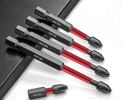 5PCS Magnetic Anti-Slip Drill Bit Set – S2 Steel Phillips Screwdriver Bits for Electric Drill & Manual Driver, Cross Head Magnetic Power Tool Bits (5PCS)