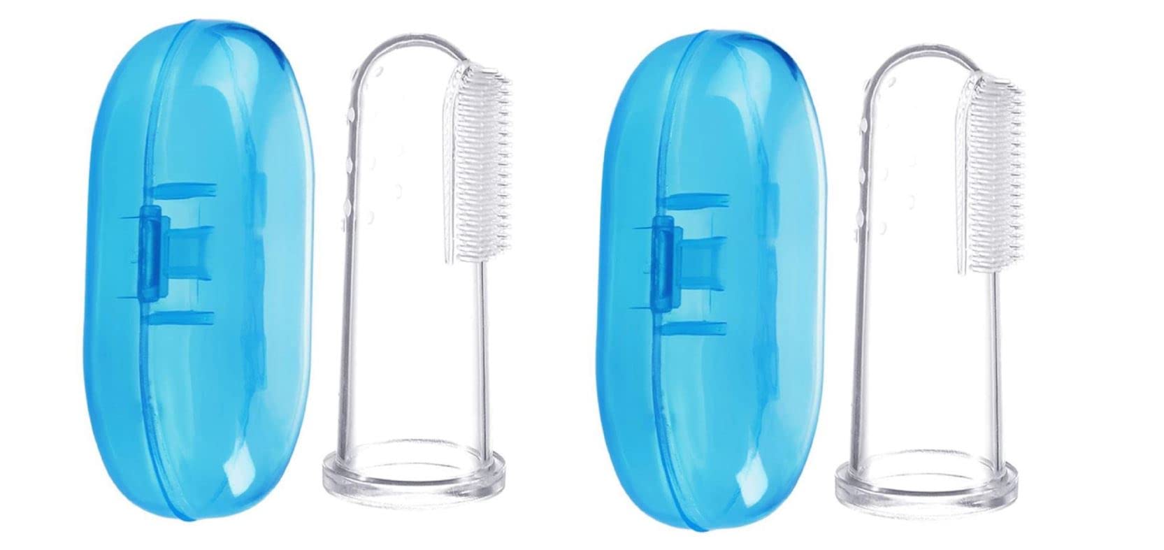 Tinny Tots Baby Silicone Soft Bristles Finger Tooth Brush With Tongue Cleaner Back And Travel Protective Case Soft Baby Toothbrush For Babies Oral Hygienic Care (BLUE,BLUE)-image-31