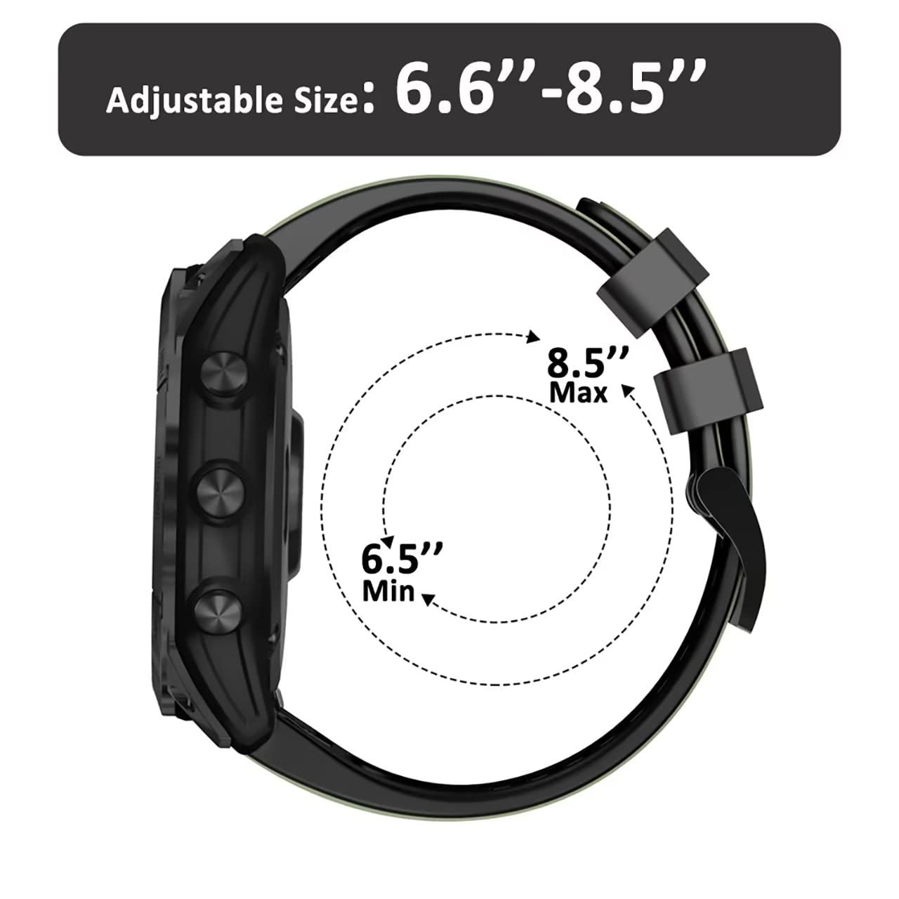 Cinturino sportivo compatibile con Garmin Tactix 7 Pro/Epix Gen 2/Fenix 7X/ 6X/5 QuickFit 22 mm/26 mm, cinturino di ricambio in silicone