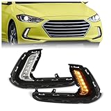 KUAFU Pair LED Fog Lights Compatible with 2016-2018 Hyundai Elantra (Sixth Generation) Replacement for 92207-F2100 92208-F2100 Fog Lamp Light DRL Driver Side & Passenger Side Clear Lens