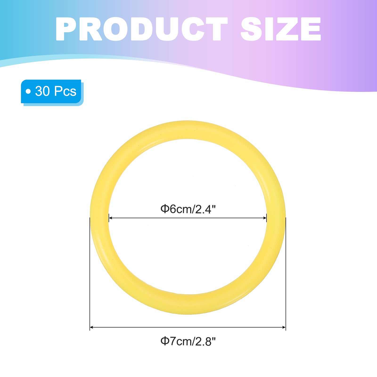 PATIKIL 2.8 Inch Plastic Ring-Toss Rings for Bottles 30 Pack Carnival Rings Plastic Hoops for Speed and Agility Practice Outdoor Party Favor - Image 2