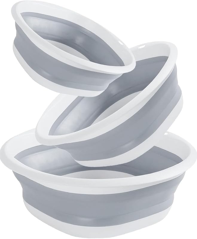 Multipurpose Foldable Collapsible Washbasin Lightweight Portable Basin | Collapsible Basin for Camping Sink and RV Sinks (Set of 3, S,M,L)