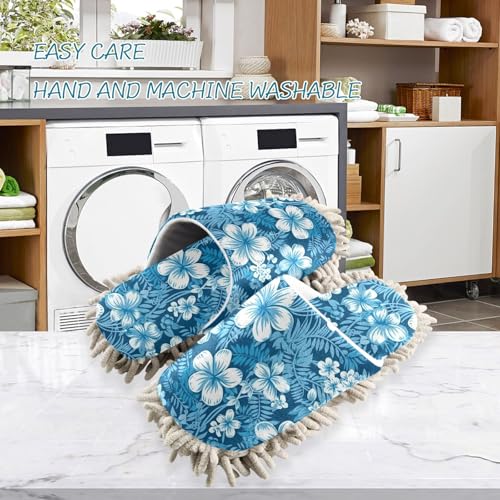 RunningBear Hawaii Blue Flowers Mop Slippers House Mop Shoes for Office Home3