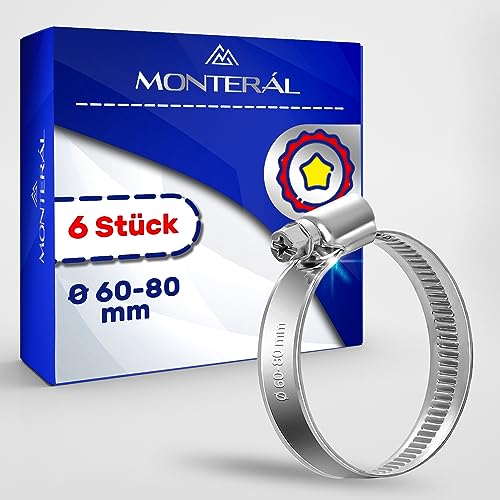6 Piezas Abrazaderas Metalicas para Tubos Ø 60-80 mm - Abrazadera Metalica para Manguera de Piscina Jardin Lavadora Tuberia de Agua - MONTERAL