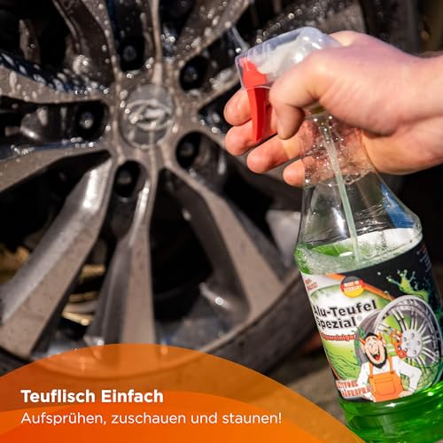Tuga Chemie Alu-Teufel Spezial Felgenreiniger Grün – Profi Felgenreiniger gegen Bremsstaub & Schmutz – Säurefrei, Materialschonend, Glanzverstärkend – 5 L Kanister – Made in Germany