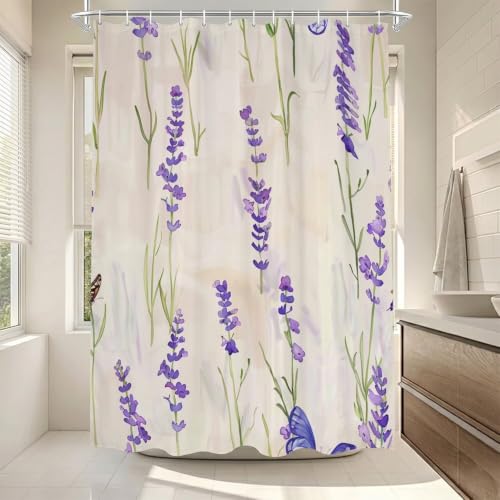 Rideau de douche violet 180x220 cm en polyester imperméable - 5