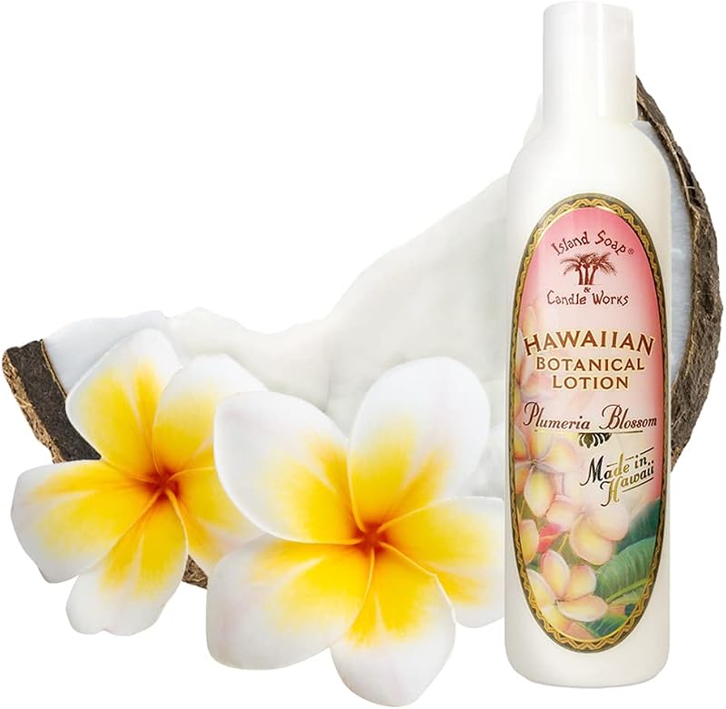 Island Soap & Candle Works Loção corporal com fragrância de flor de pluméria à base de óleo de coco, 8,5 oz